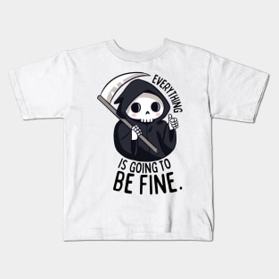 Funny positive grim reaper with their thumb up everything is going to be fine Kids T-Shirt